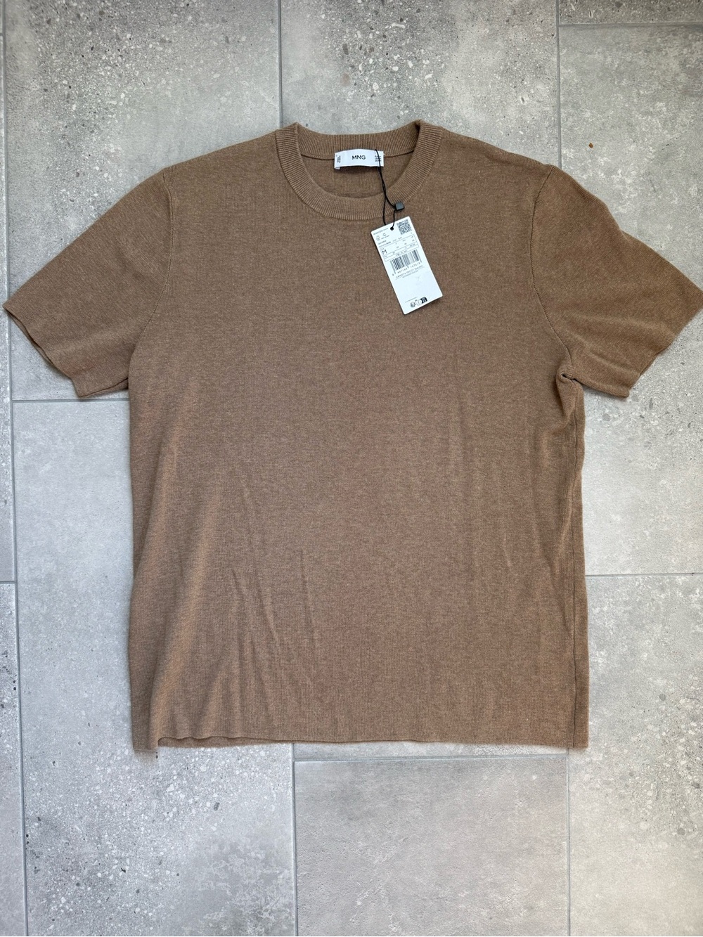 Mango Men Mocha Light Brown Crewneck Short Sleeve Tee
